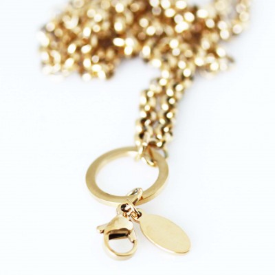 Rolo Necklace - Gold Tone - With Dangle Ring